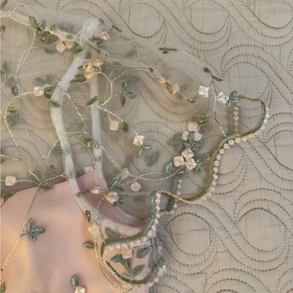 Floral Embroidered Peach Dress - Picture 8 of 11
